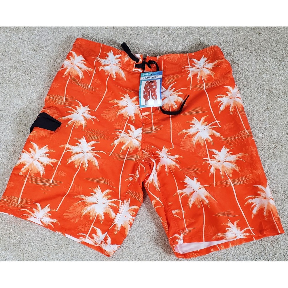 SurfGear Board Shorts Men's Size Large Orange and White NWTGS